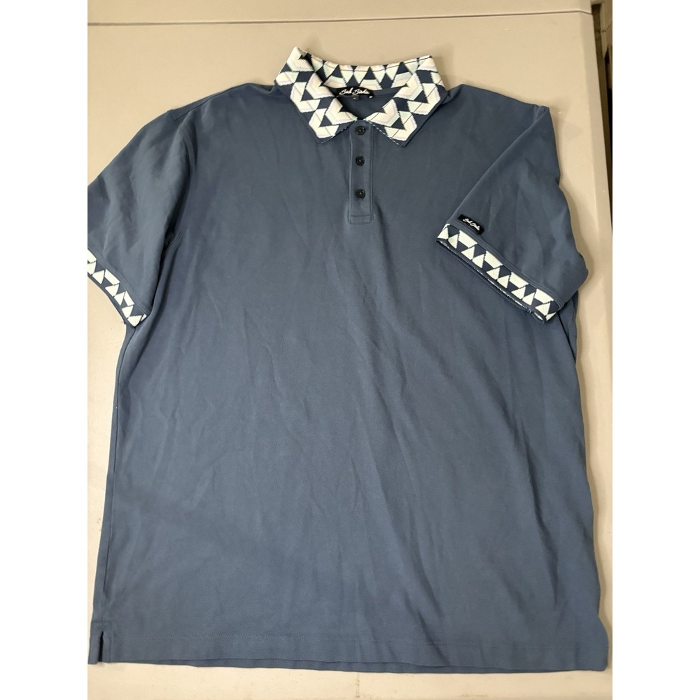 Bad Birdie Polo Shirt Men's XL Golf Aztec Southwest Navy Blue Geometric Collars - Picture 9 of 11